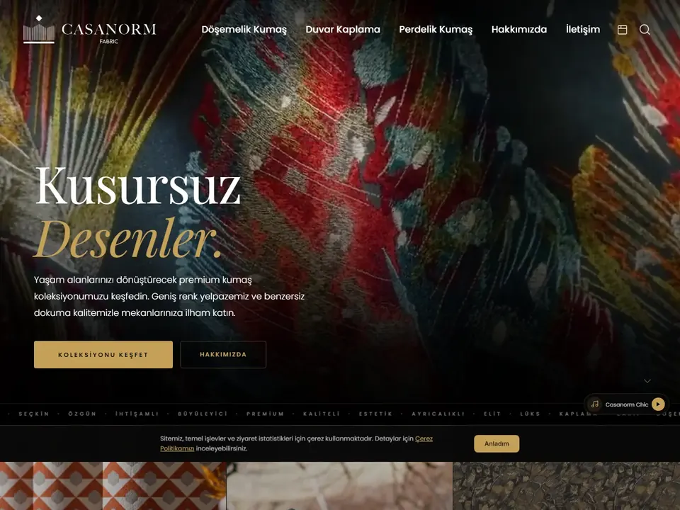Casanorm Fabric web sitesi ana sayfası