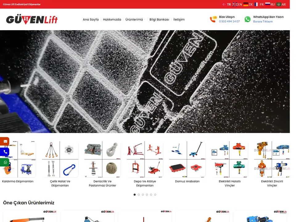Güven Lift web sitesi ana sayfası