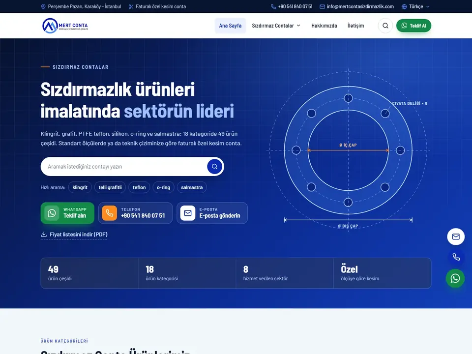 Mert Conta web sitesi ana sayfası